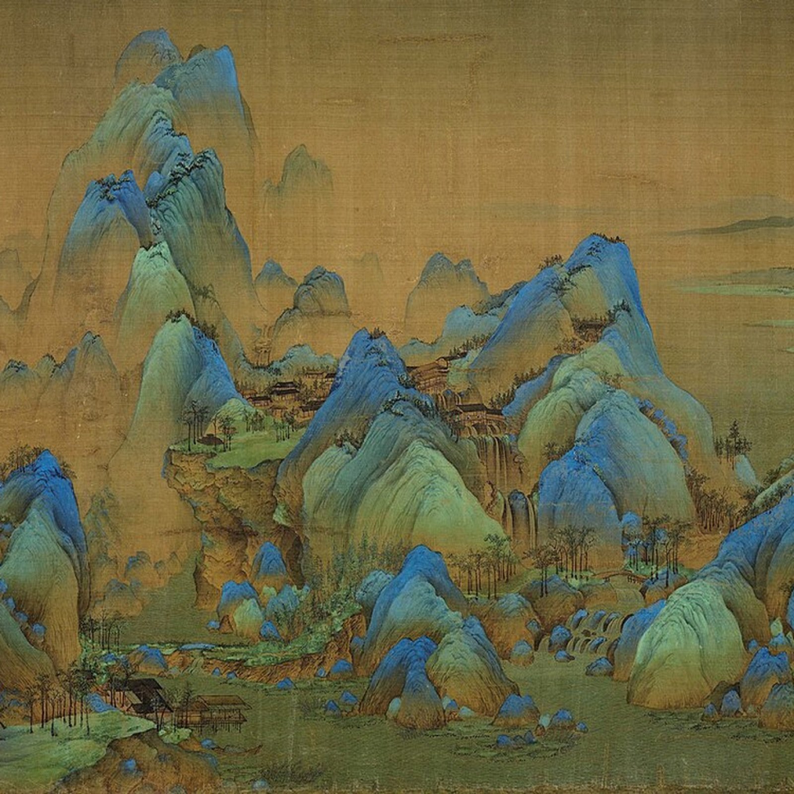 从千里江山图里截出的一段山，1024 见方